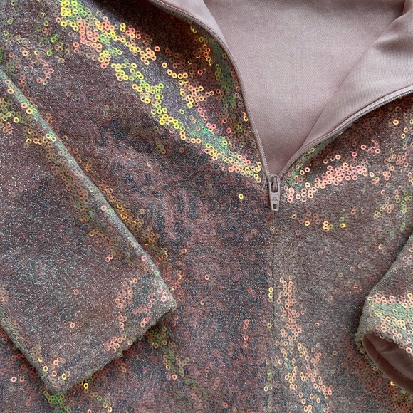 Glamorous Off-Shoulder Sequins Mini Pink Dress - Picture 13 of 15